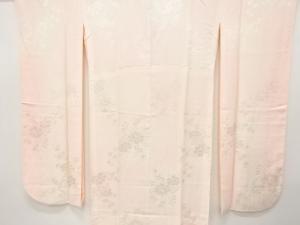 扇に草花模様織り出し　単衣振袖用長襦袢